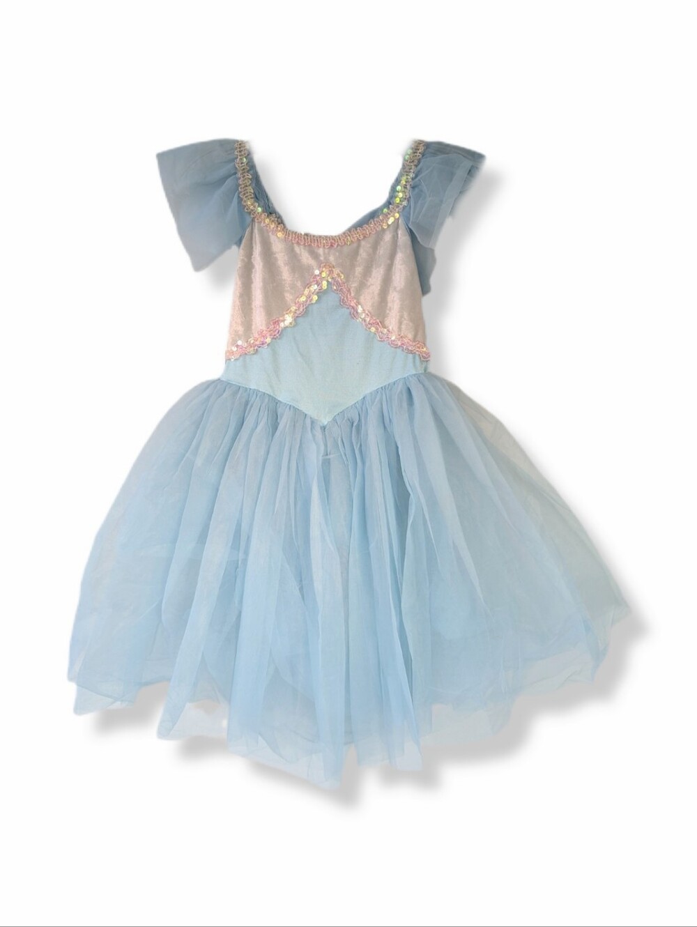 Vintage Algy Custom Dance Girls Size Medium Blue Tulle Sequin Ballet Costume
